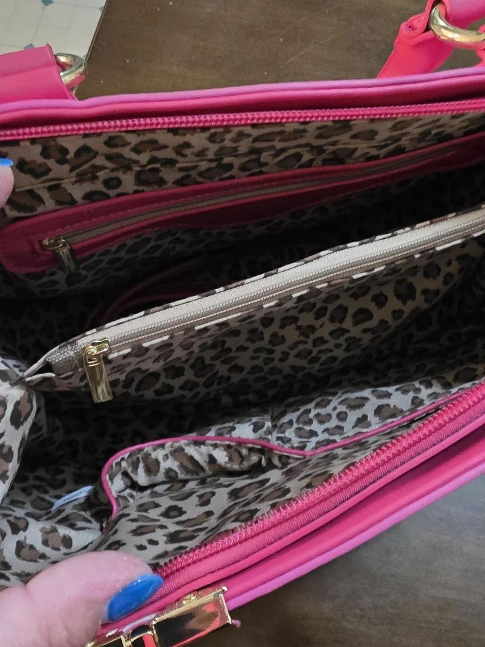 3PC Hot Pink Croc-Texture Women’s Satchel Bag, Crossbody & Wallet Set